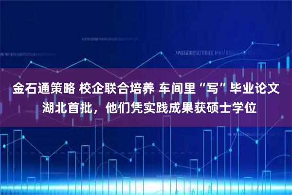 金石通策略 校企联合培养 车间里“写”毕业论文  湖北首批，他们凭实践成果获硕士学位
