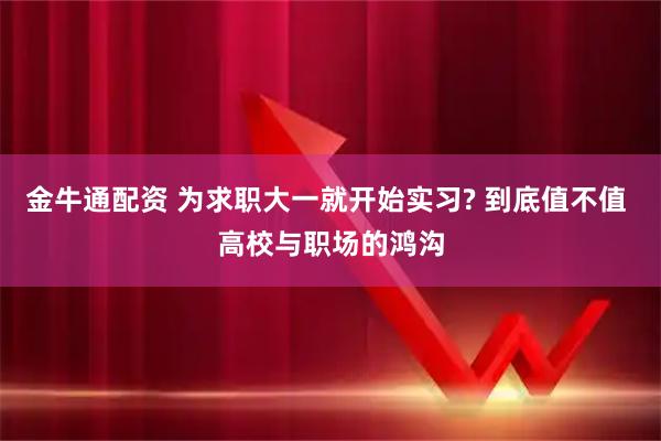 金牛通配资 为求职大一就开始实习? 到底值不值 高校与职场的鸿沟